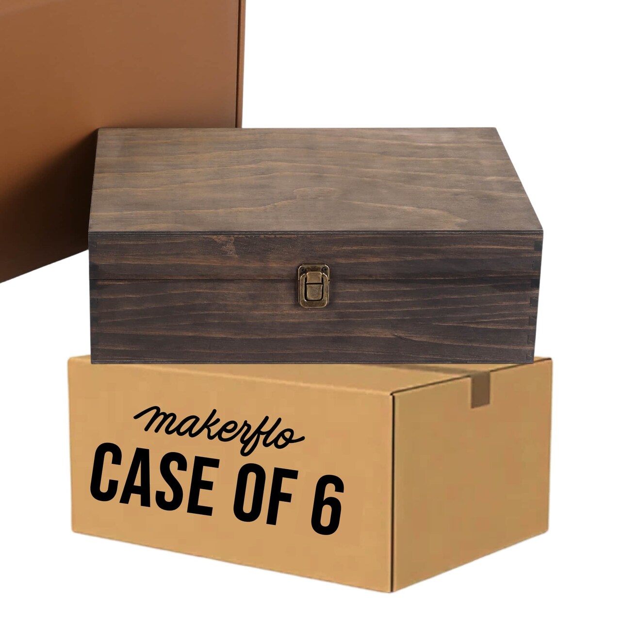 Makerflo XL Size Pine Wood Memory Box with Black Felt Inside and Hinged with Clasp of Front, Keepsake Wooden Box Ideal for Craft and Personalization (Laser Engraving, Epoxy, UV DTF, and Vinyl)